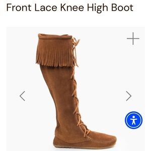 Minnetonka brown suede front leather lace up  moccasin flat boots size 8
9
